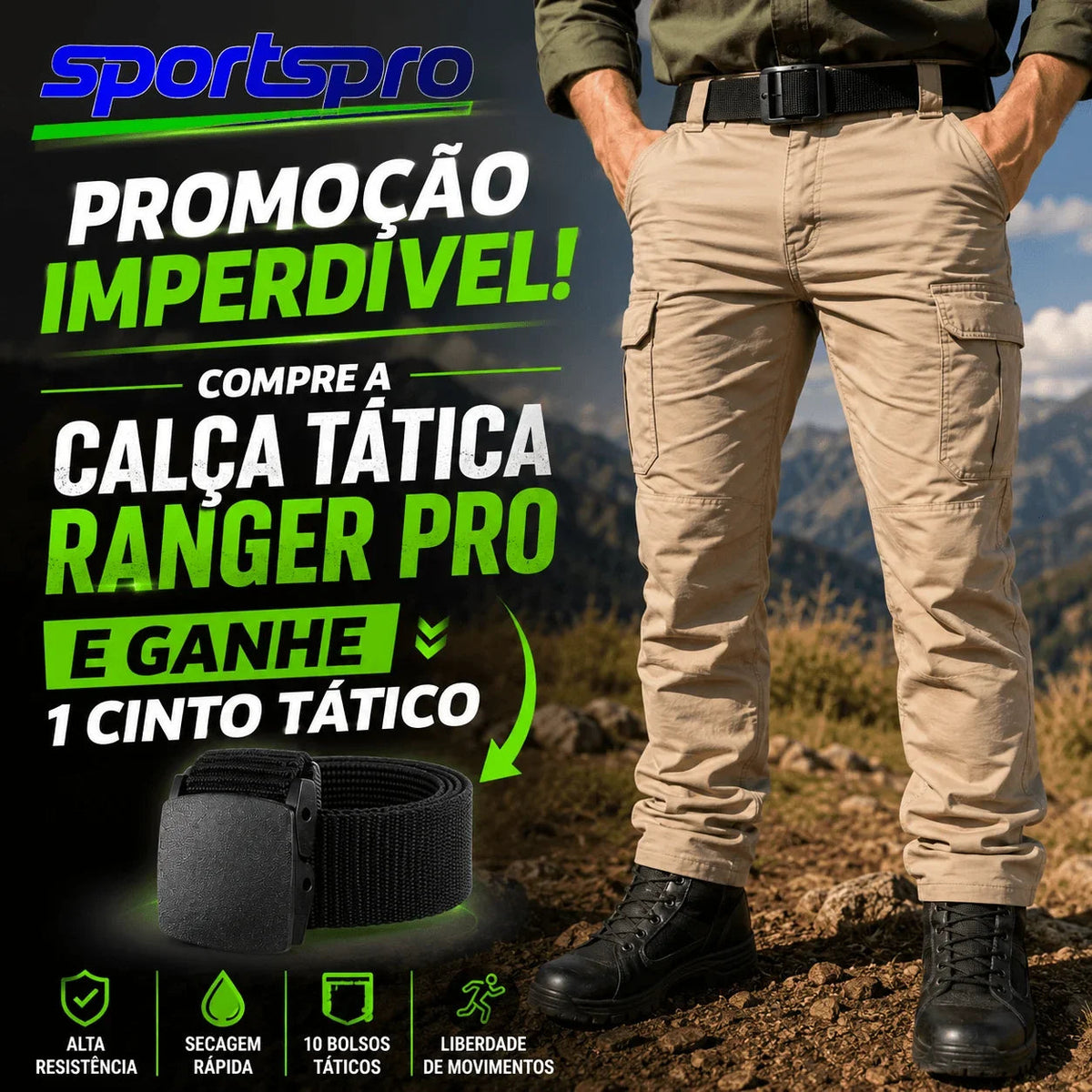 Calça Tática Ranger Pro™ com Cinto Tático Grátis