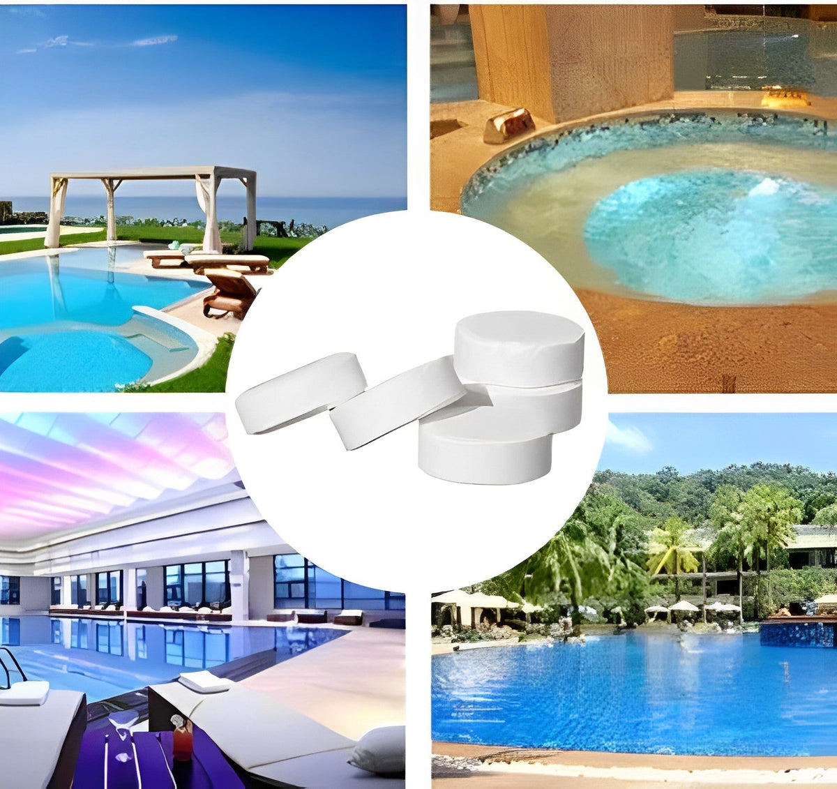 Cápsulas de Limpeza e Clareamento para Piscinas - Pastilhas Antiverde