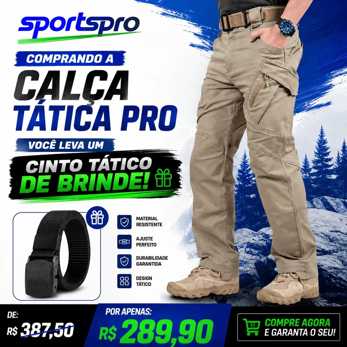 Calça Tática Pro™+Cinto tático de brinde
