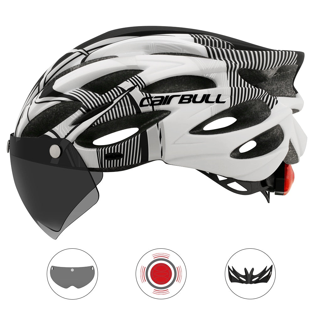 Cairbull Capacete de Ciclismo Unissex com Luz Traseira e Viseira Magnética