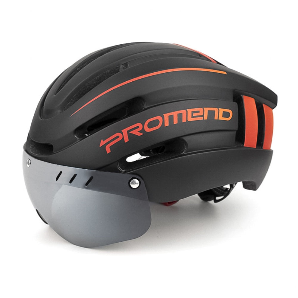 Capacete de Ciclismo Promend com Luz Traseira e Viseira Magnética - Unissex