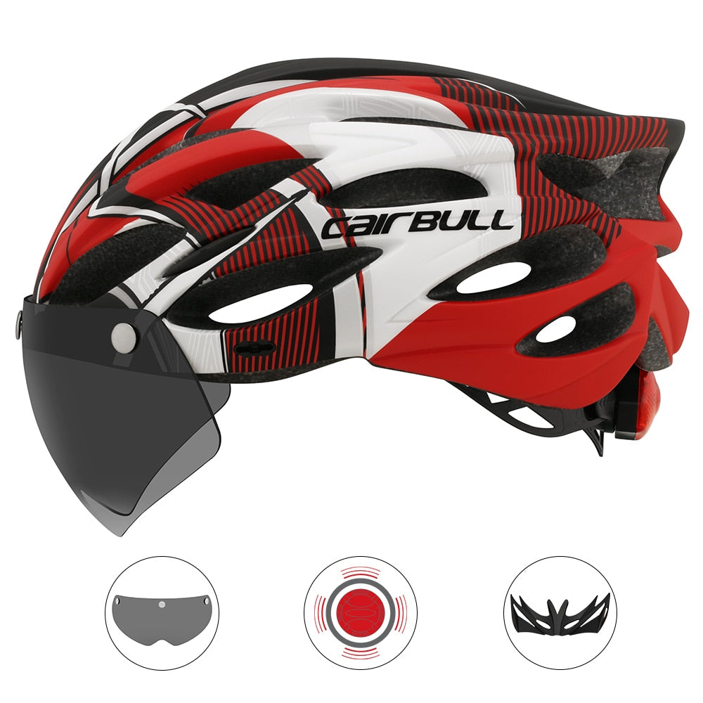 Cairbull Capacete de Ciclismo Unissex com Luz Traseira e Viseira Magnética