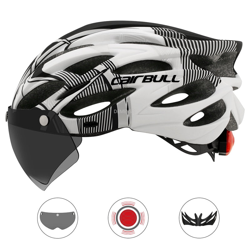 Cairbull Capacete de Ciclismo Unissex com Luz Traseira e Viseira Magnética