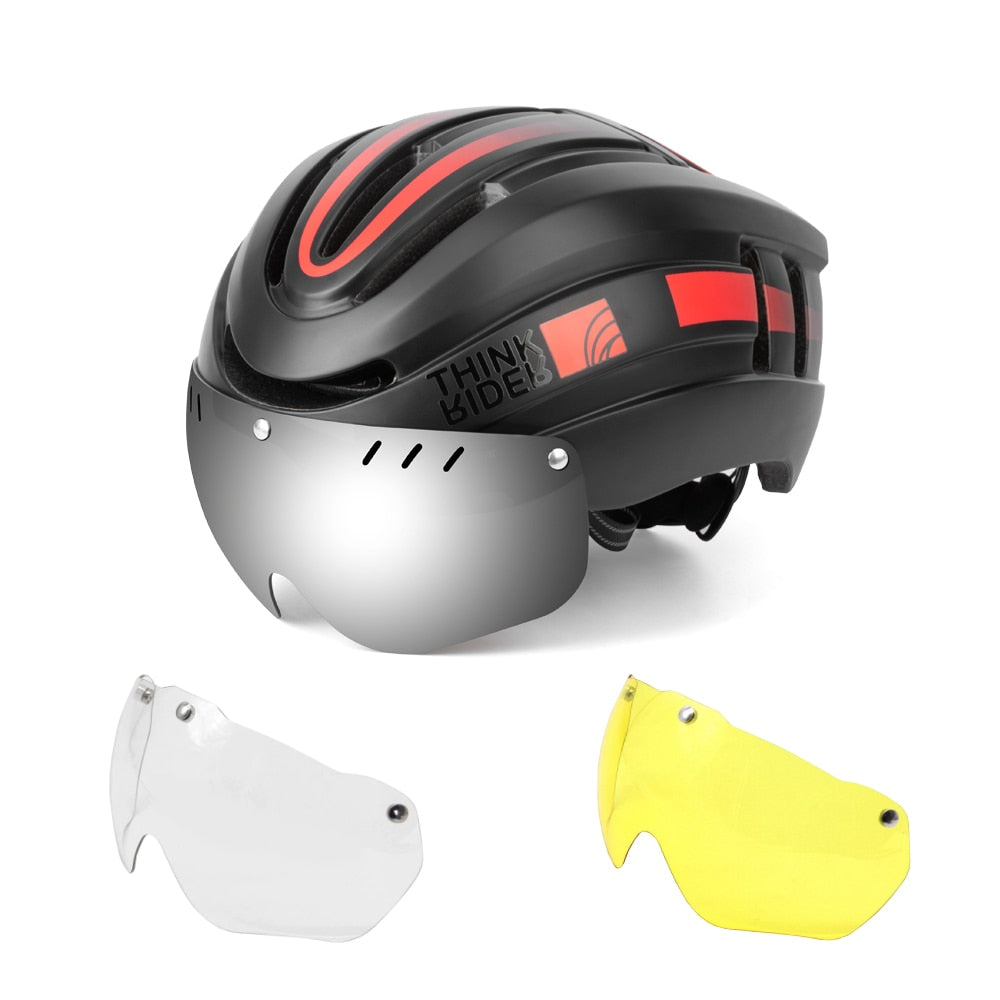 Capacete de Ciclismo Promend com Luz Traseira e Viseira Magnética - Unissex