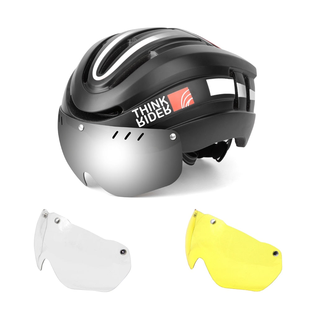 Capacete de Ciclismo Promend com Luz Traseira e Viseira Magnética - Unissex
