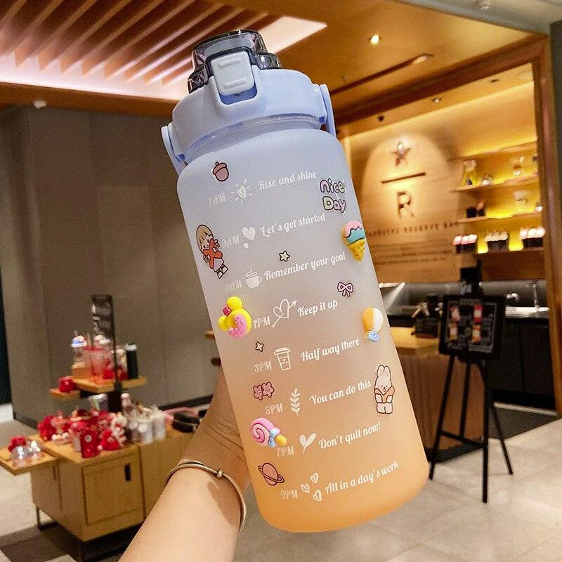 2 Liters Motivational Water Bottle for the Gym